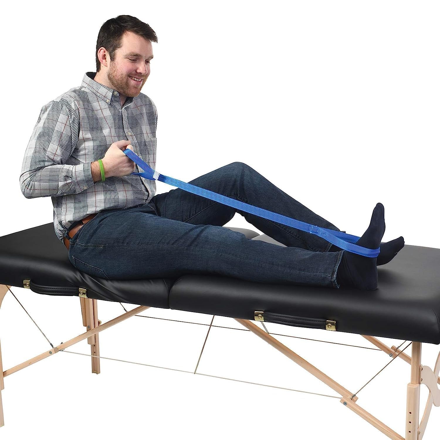 Leg Lifter Strap, 41" Rigid Leg Strap with Webbed Loops for Hand & Foot, Easy to Use Leg Lift Assist & Riser for Getting in & Out of Beds, Cars, Wheelchairs