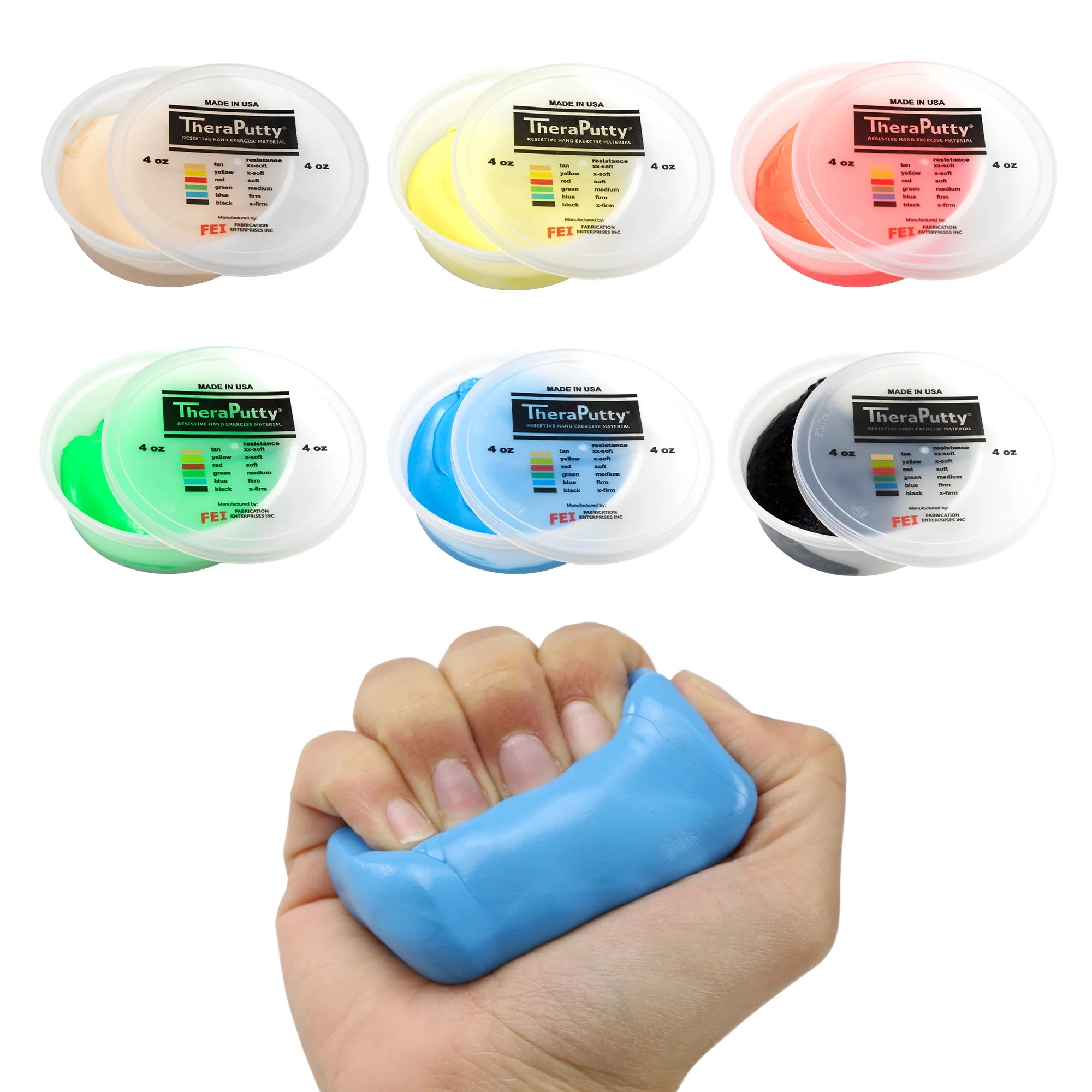 Cando Theraputty Standard Hand Exercise Putty for Rehabilitation, Exercises, Hand Therapy, Occupational Therapy, Hand Strengthening, Improve Motor Skills, Stress Relief 4 Oz 6-Piece Set