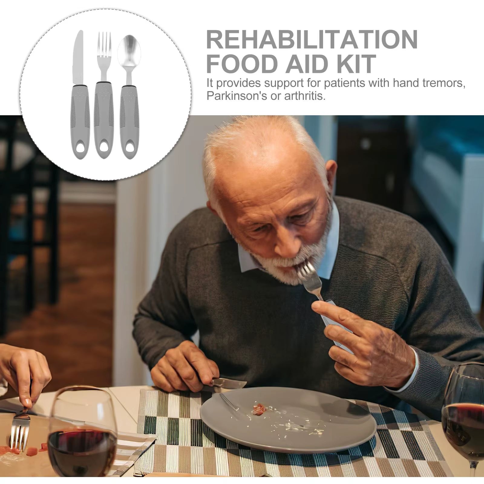 Adaptive Utensil Set Non-Slip Easy-Grip Silverware
