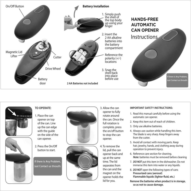 Electric Can Opener – One-Touch, Safe & Effortless Opener