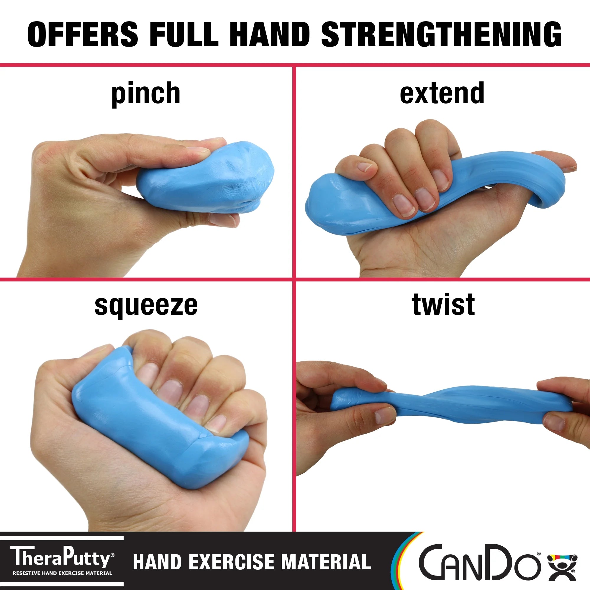 Cando Theraputty Standard Hand Exercise Putty for Rehabilitation, Exercises, Hand Therapy, Occupational Therapy, Hand Strengthening, Improve Motor Skills, Stress Relief 4 Oz 6-Piece Set