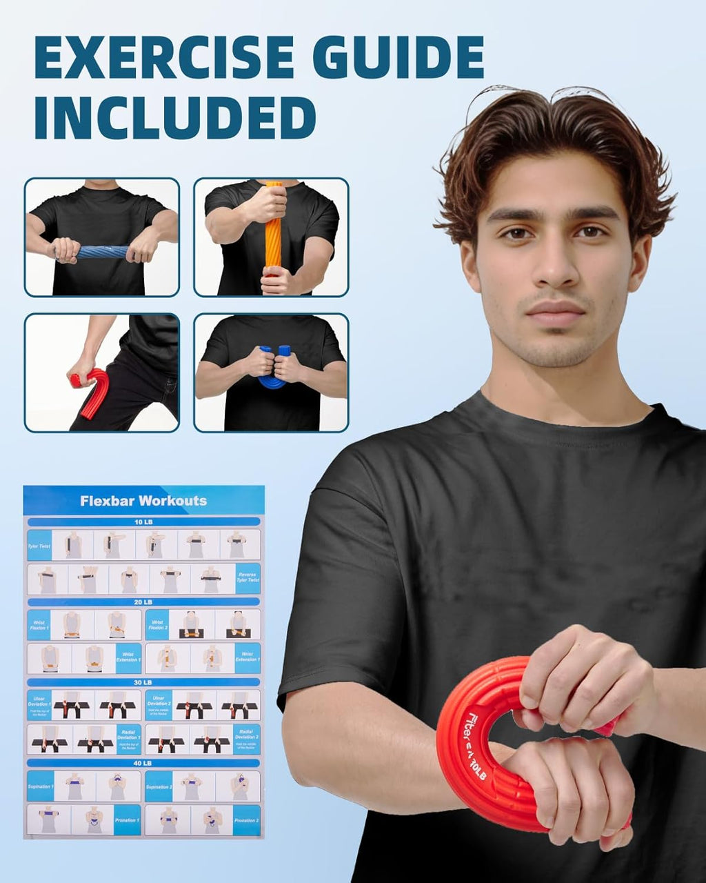 Flex Therapy Bar,Tennis Elbow Therapy Bar, Flexbar for Physical Therapy & Resist