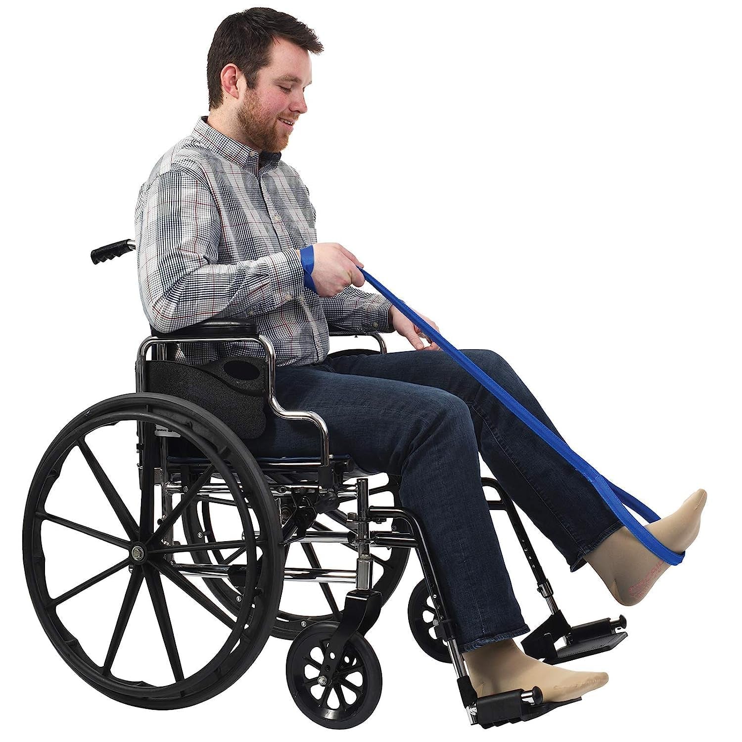 Leg Lifter Strap, 41" Rigid Leg Strap with Webbed Loops for Hand & Foot, Easy to Use Leg Lift Assist & Riser for Getting in & Out of Beds, Cars, Wheelchairs